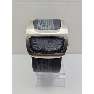 Vintage Marc Ecko The Galactica Black Leather Watch New Battery Mens Rare Y2K